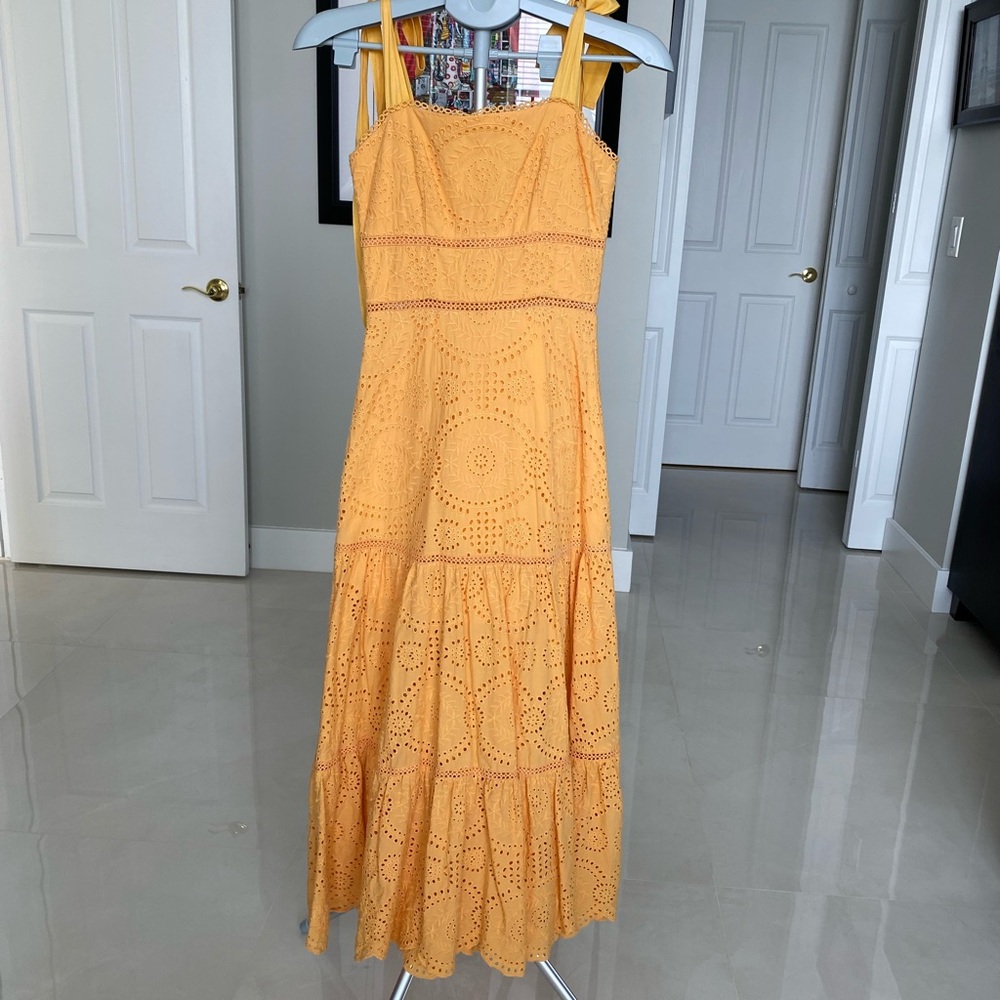 Jonathan Simkhai Yellow Tiered Ruffled Maxi Dress